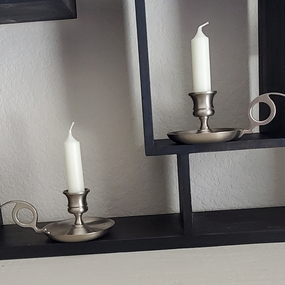 Vintage Early American Pewter Candle Stick Holders, Set of 2, EUC - Picture 6 of 15